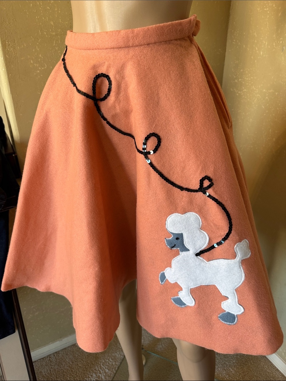 Custom made felt 50’s Girls poodle skirt sz M